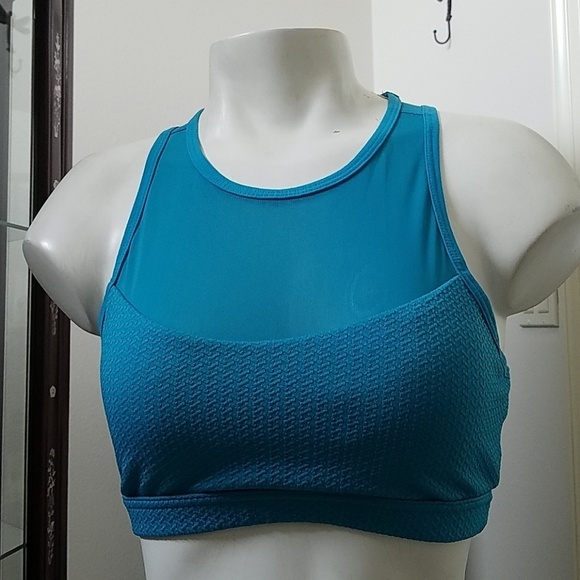 NWOT Forever 21 Teal Mesh Padded Sports Bra - Picture 2 of 8